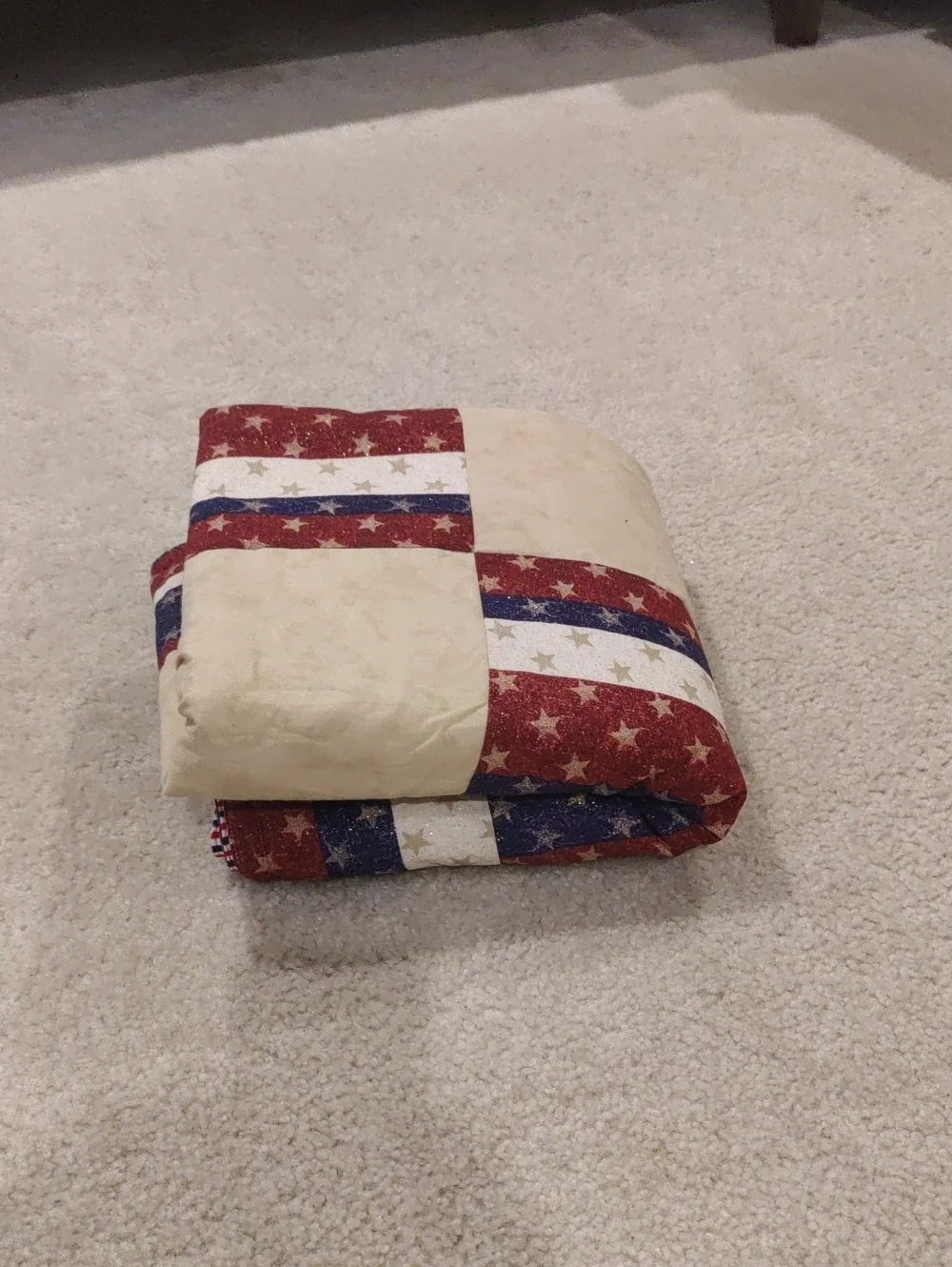 Patriotic American Flag Star Patchwork Cotton Quilt Throw Blanket Y2K Retro Insp